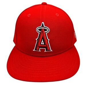 New Era 59FIFTY Los Angeles Angels Fitted Hat Red MLB On-Field Cap Size 7 3/8